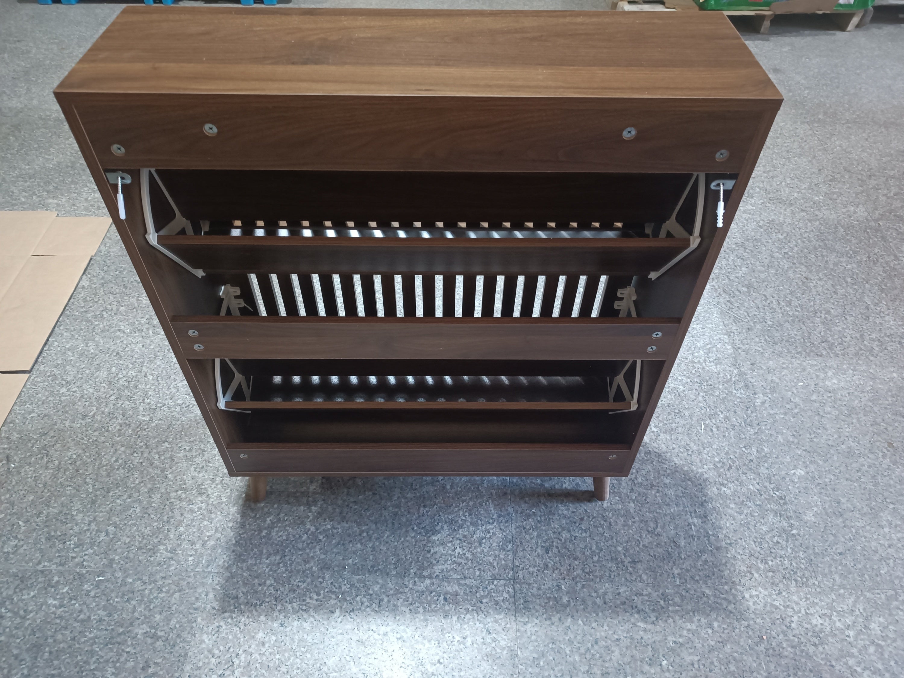 Medieval Modern Walnut Shoe Storage Cabinet