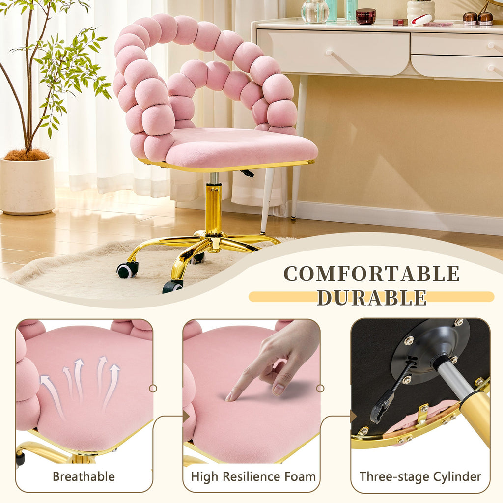 Coloful Modern Velvet Adjustable Swivel Desk Chair with Bubble Back