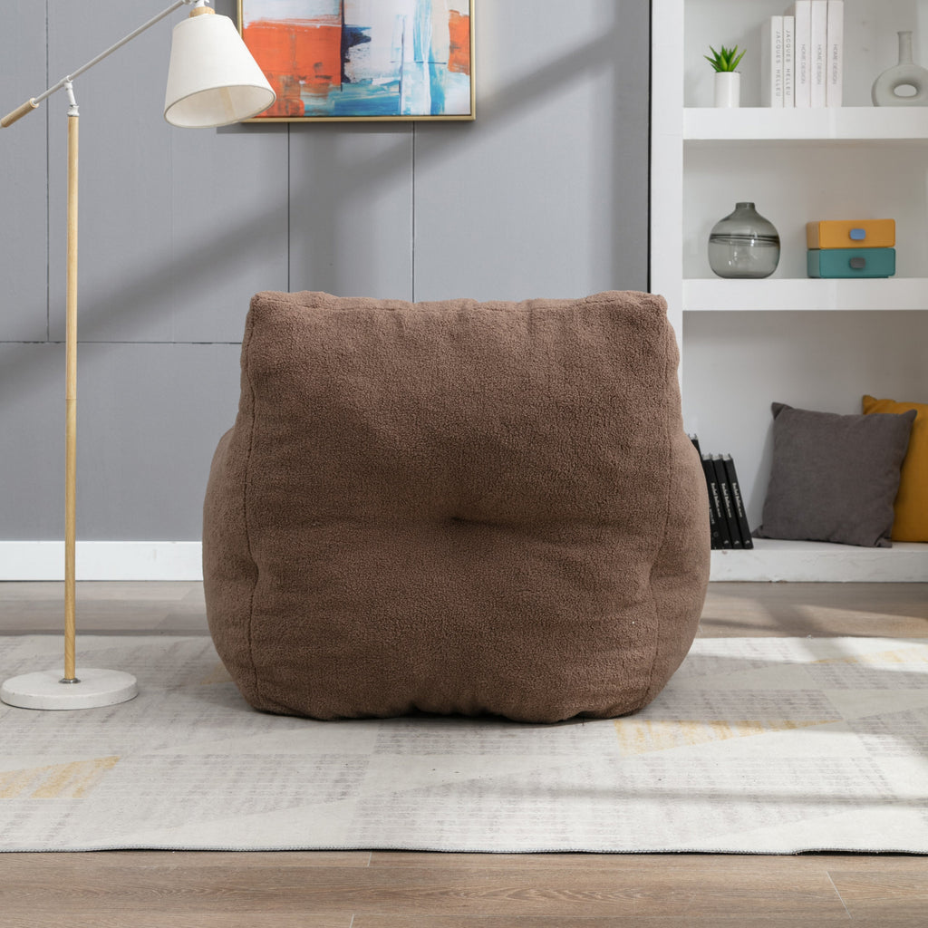Teddy Fabric Tufted Foam Bean Bag Chair with Memory Sponge