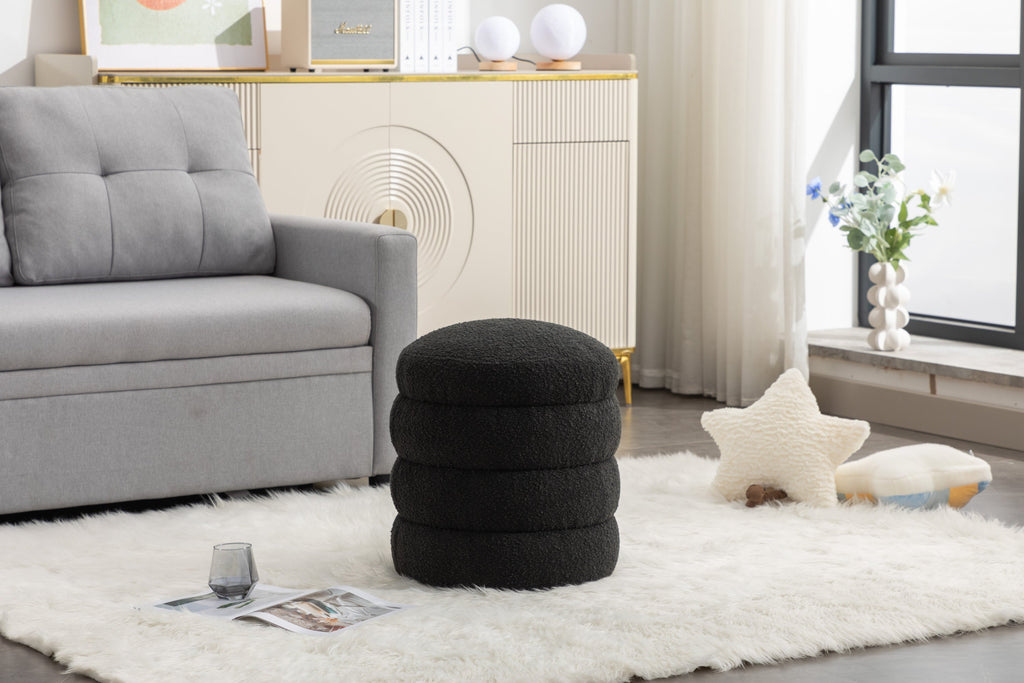 Boucle/Velvet Round Ottoman Footrest Stool