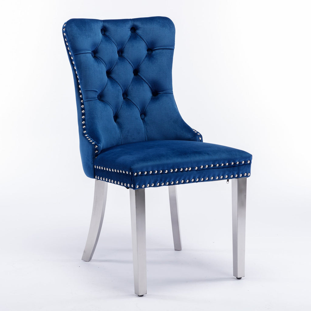 Modern High-end Tufted Solid Wood Velvet Dining Chairs (Set of 2)
