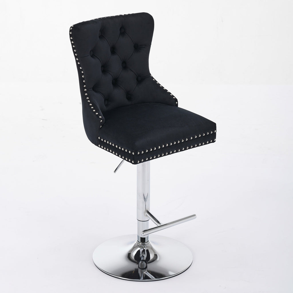 Modern Upholstered Swivel Velvet Barstools (Set of 2)