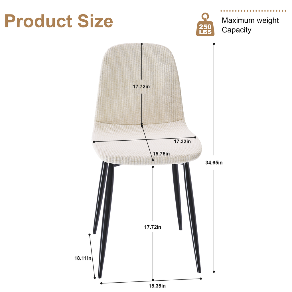 Modern Knit Fabric Dining Chairs with Iron Legs (Set of 4)
