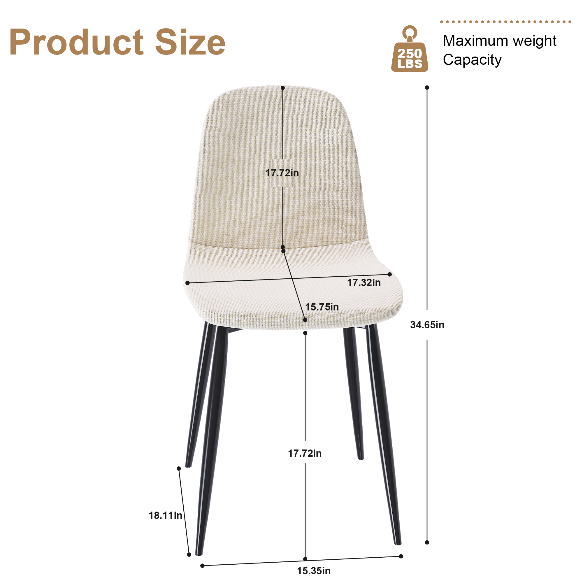 Modern Knit Fabric Dining Chairs with Iron Legs (Set of 4)