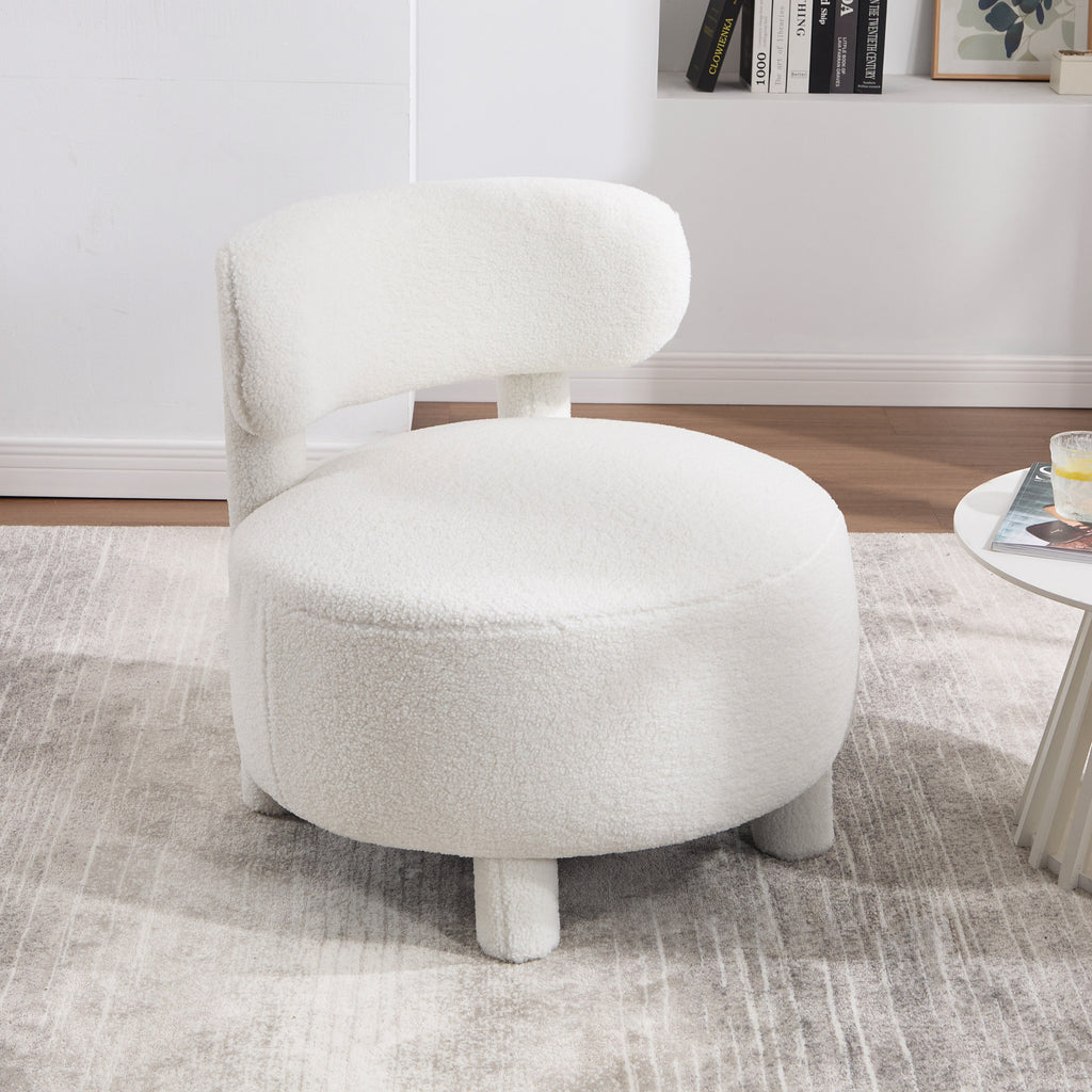 Fur/Teddy Fabric Armless Accent Chair with Curved Backrest