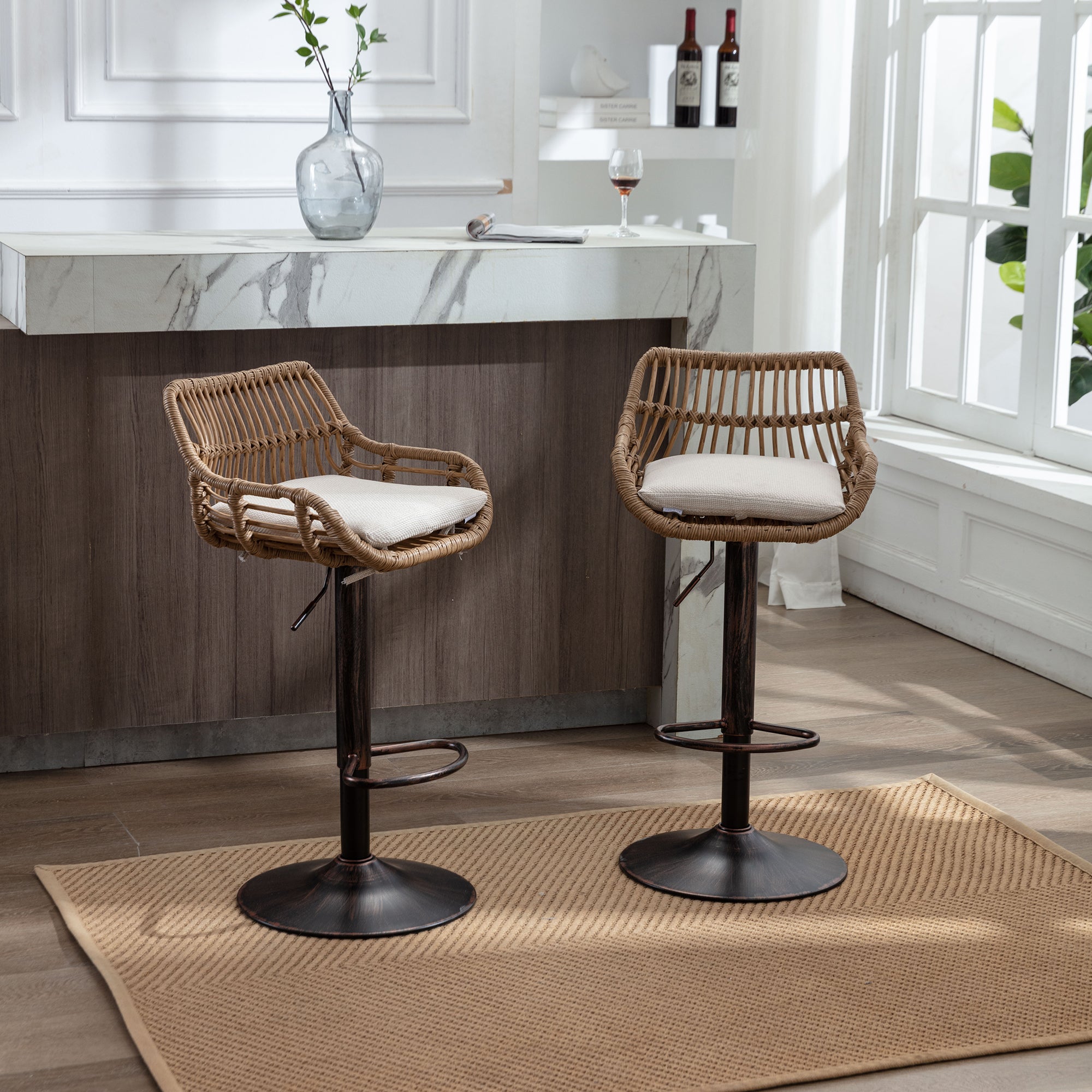 Modern Swivel Bar Stools (Set of 2)