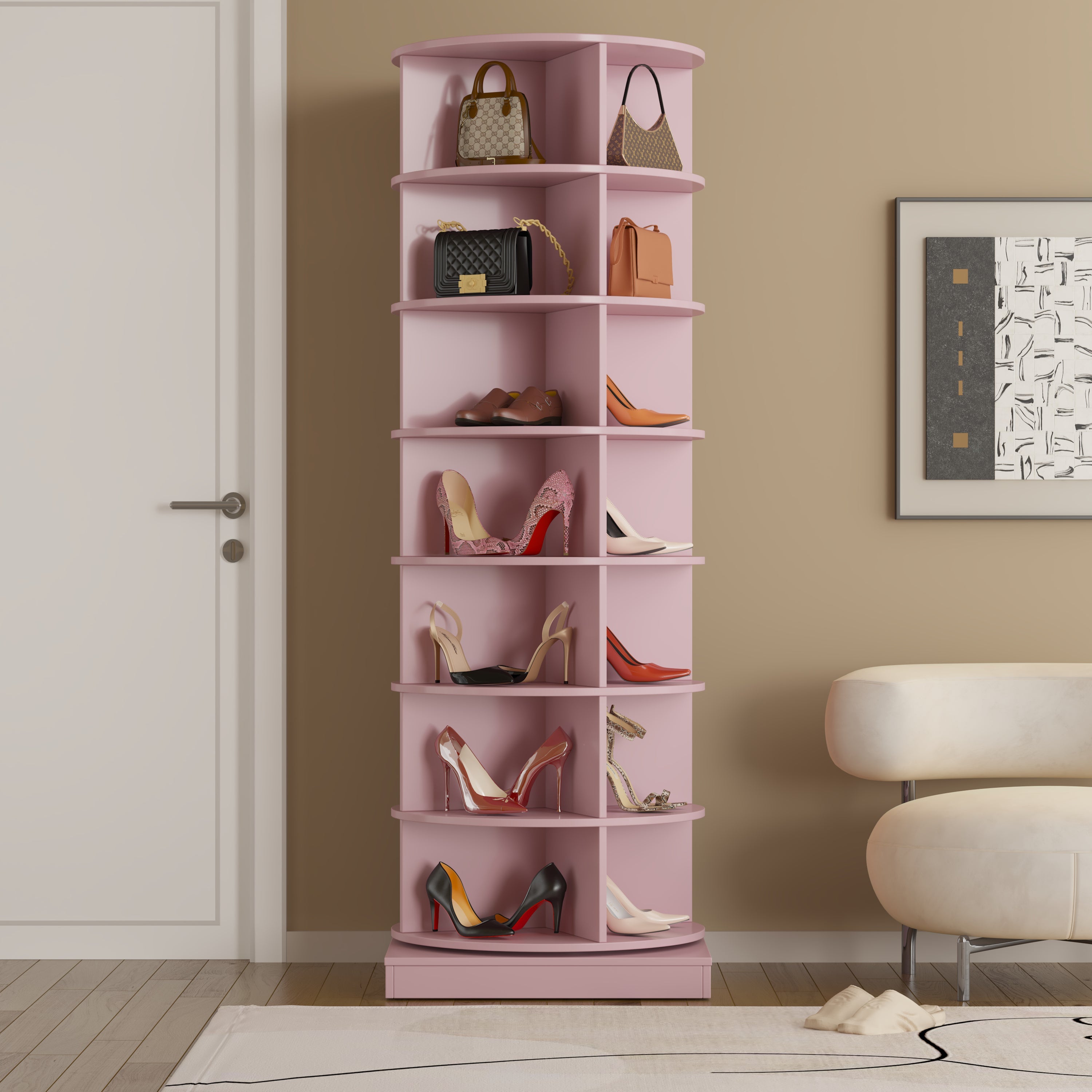 Modern 360° Rotating Shoe Cabinet 6/7 Layers Space Saver