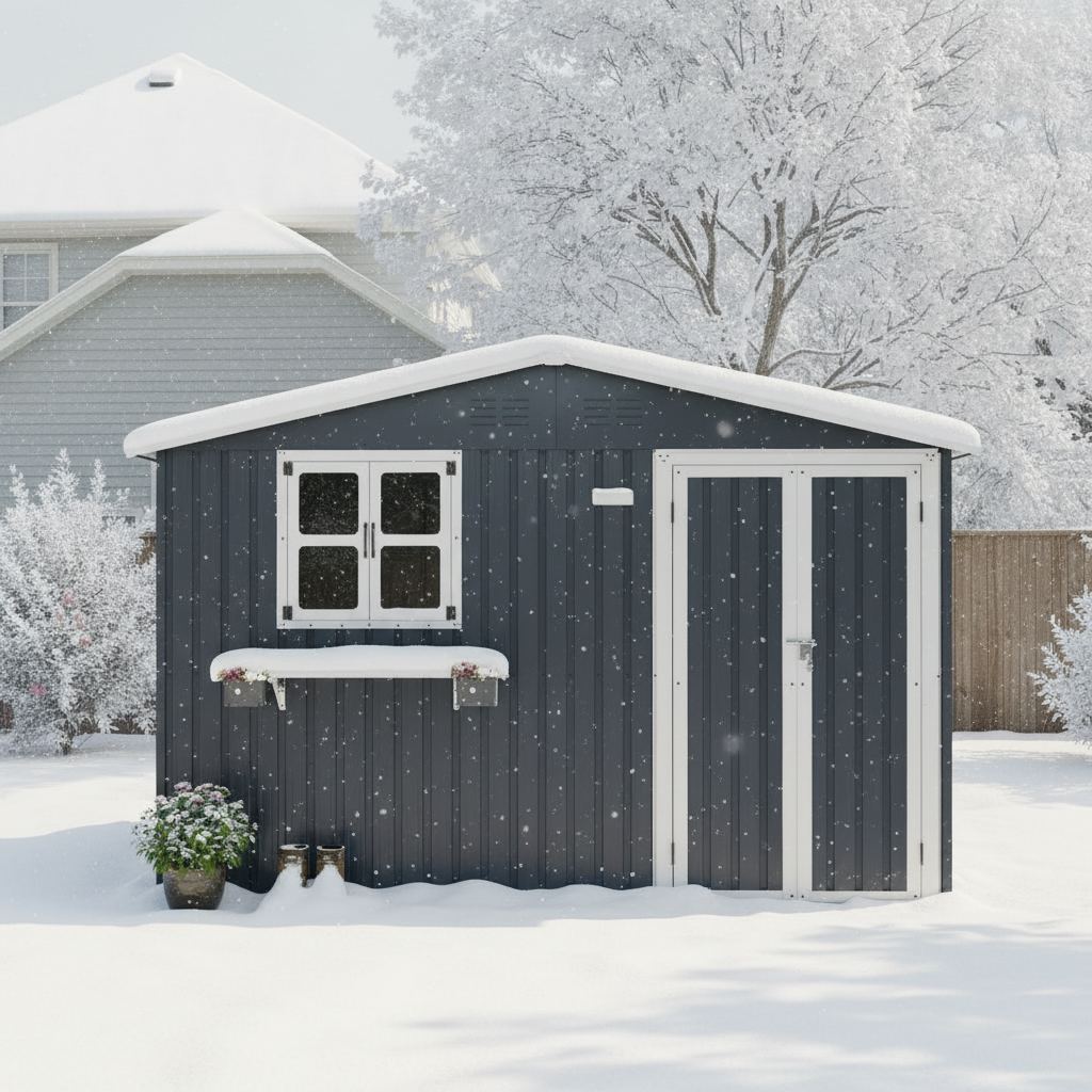 10x8 Ft Metal Storage Shed Lockable Double Doors Window Waterproof Shed