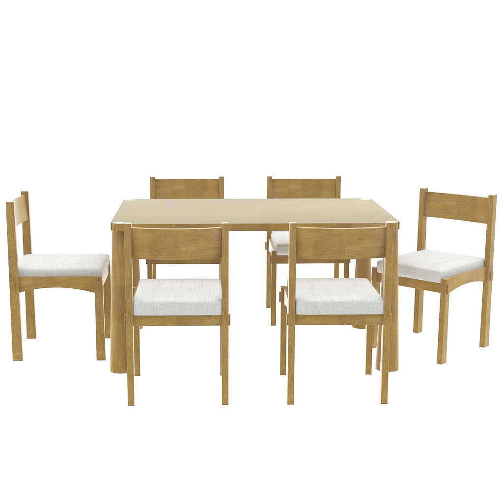 7-Piece Retro Wood Dining Table Set