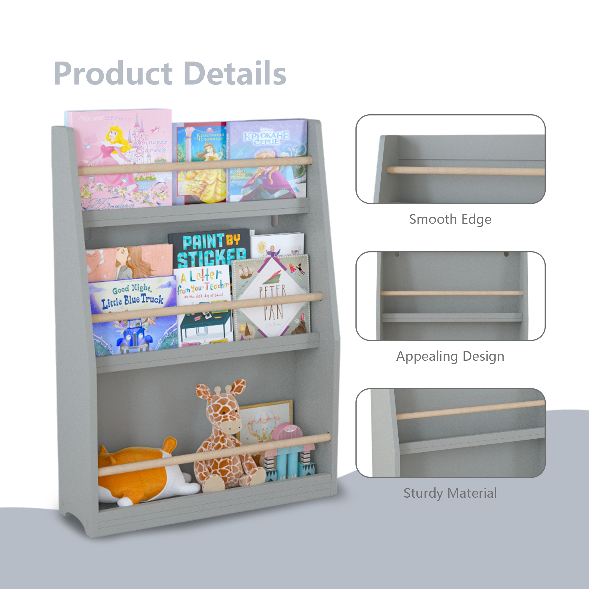 3 Tier Montessori Kids Book Display Rack