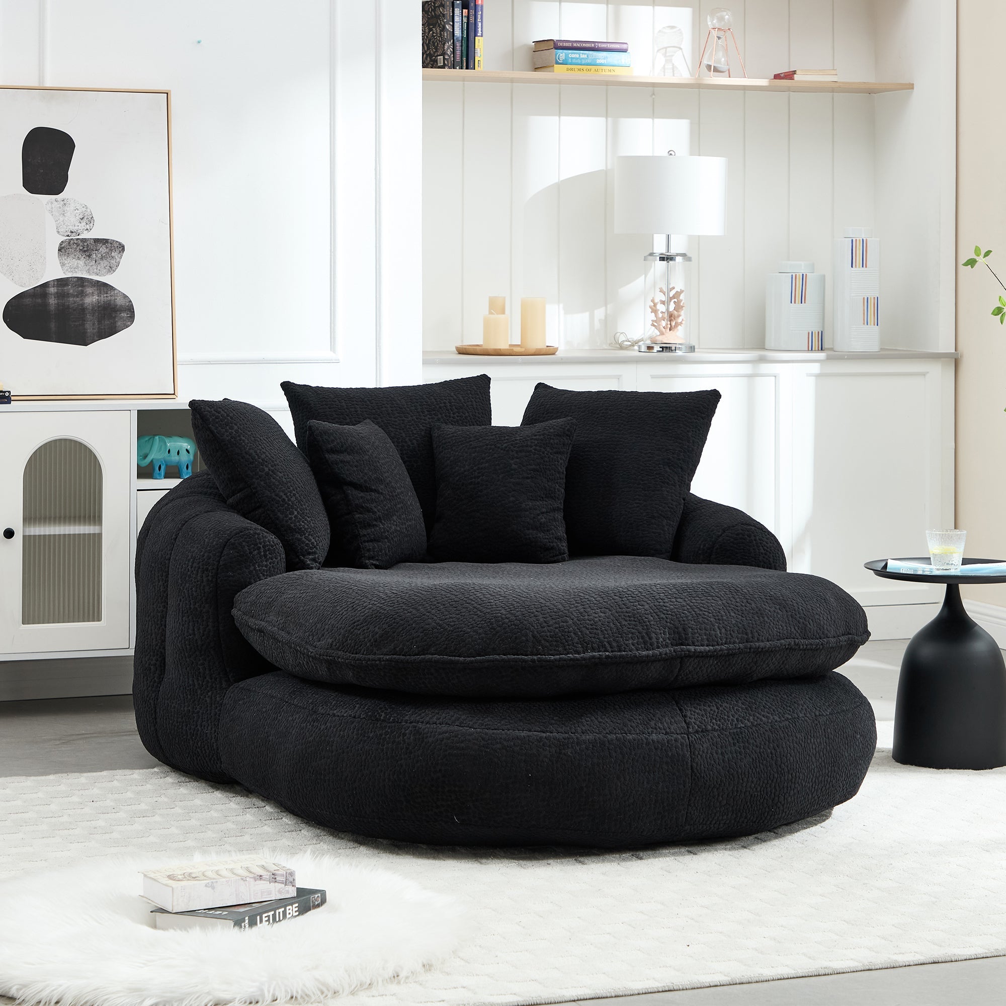 Oversized Oval Upholstered Bean Bag Sofa