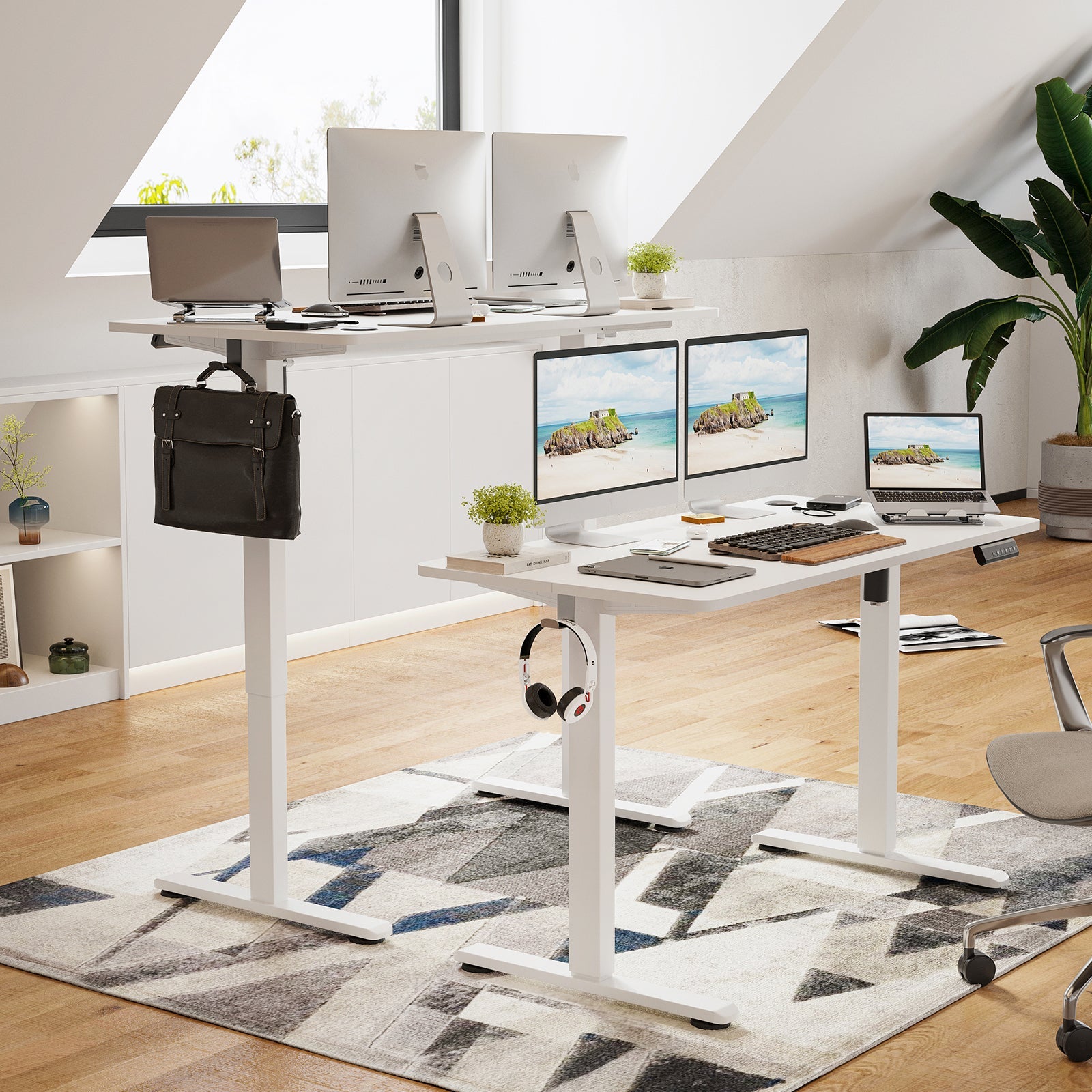 Electric Adjustable Height Sit Stand Home Office Desk with Splice Board