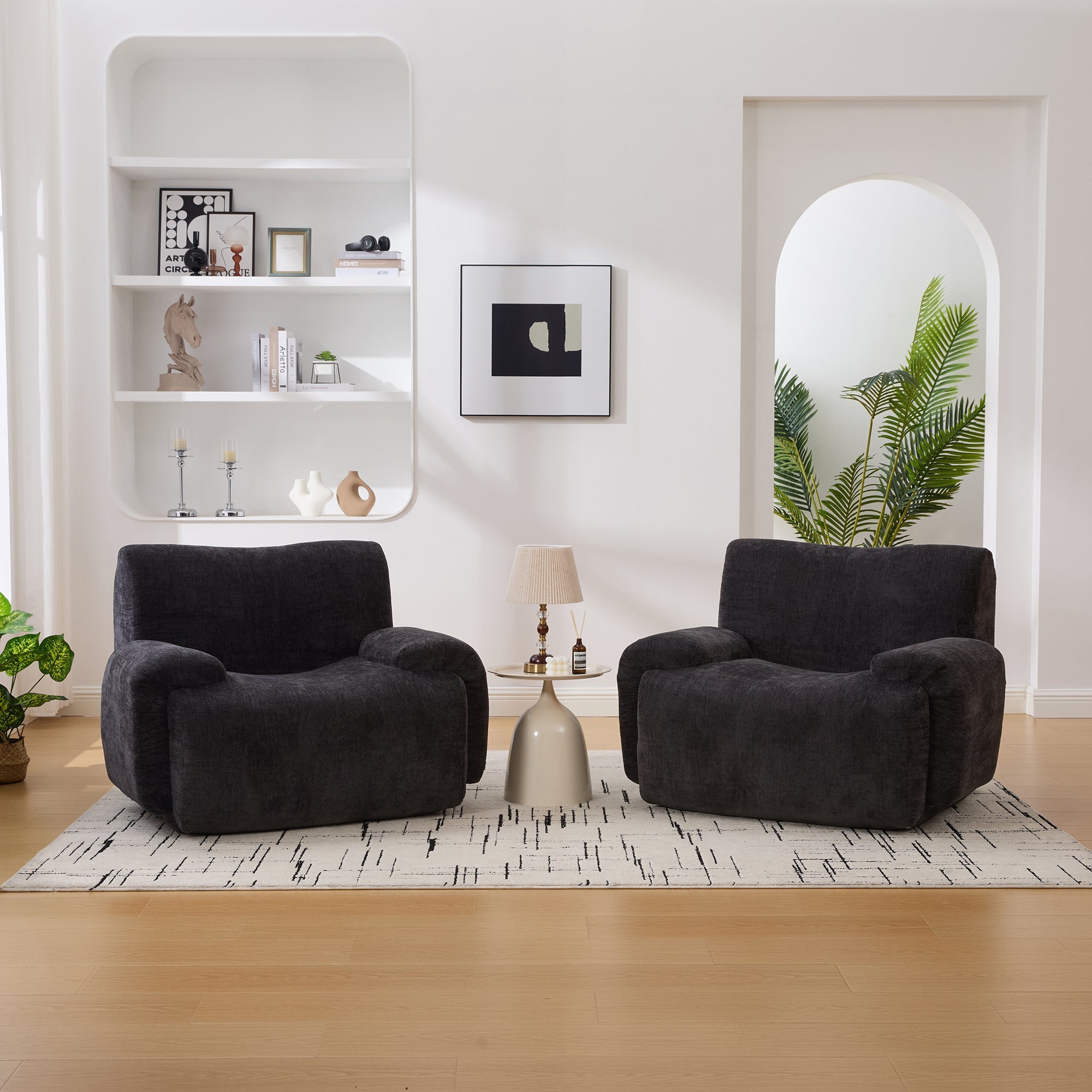 Modern Chenille Vertical Stripe Accent Chair