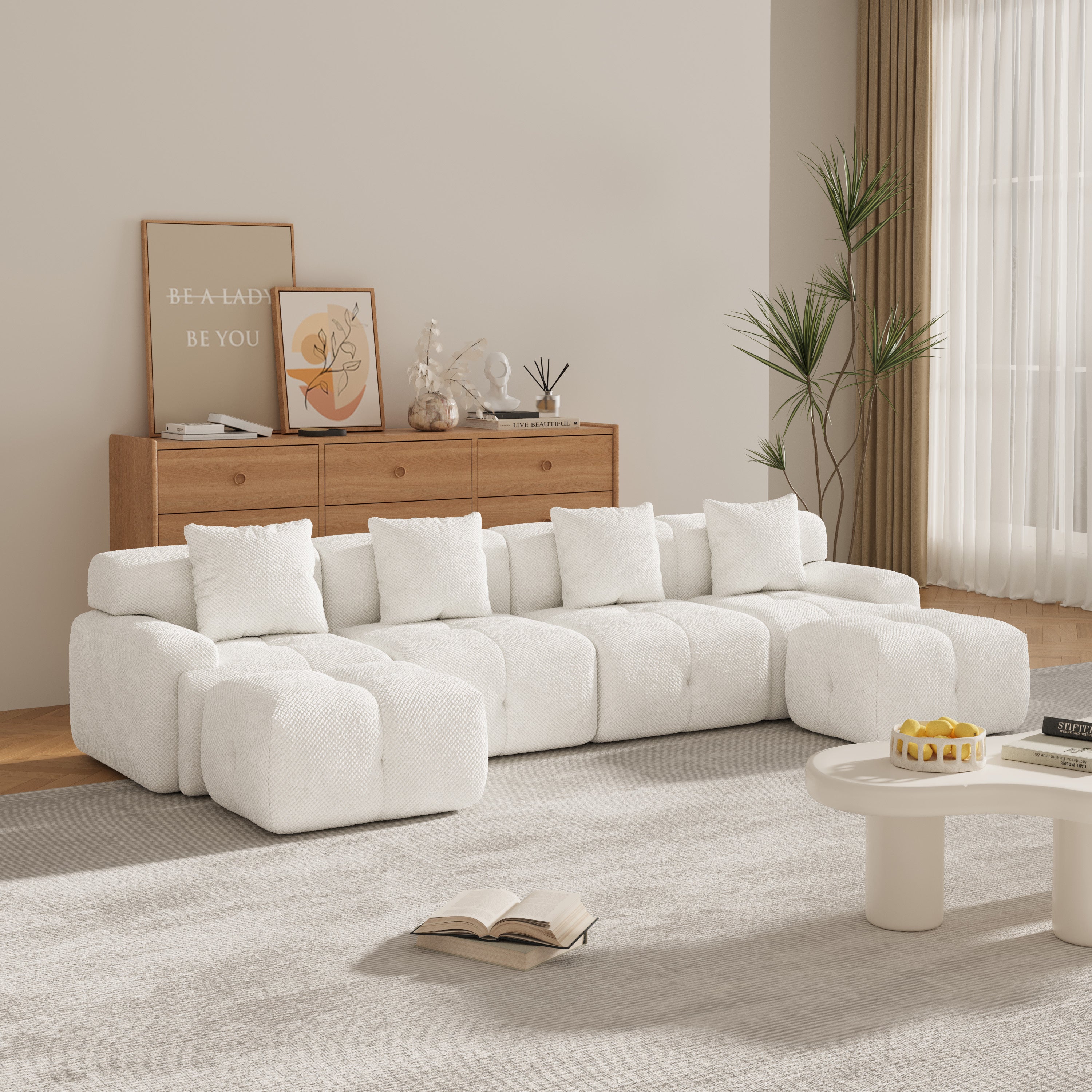 Oversized Boneless Convertible Cloud Couch with Movable Ottoman
