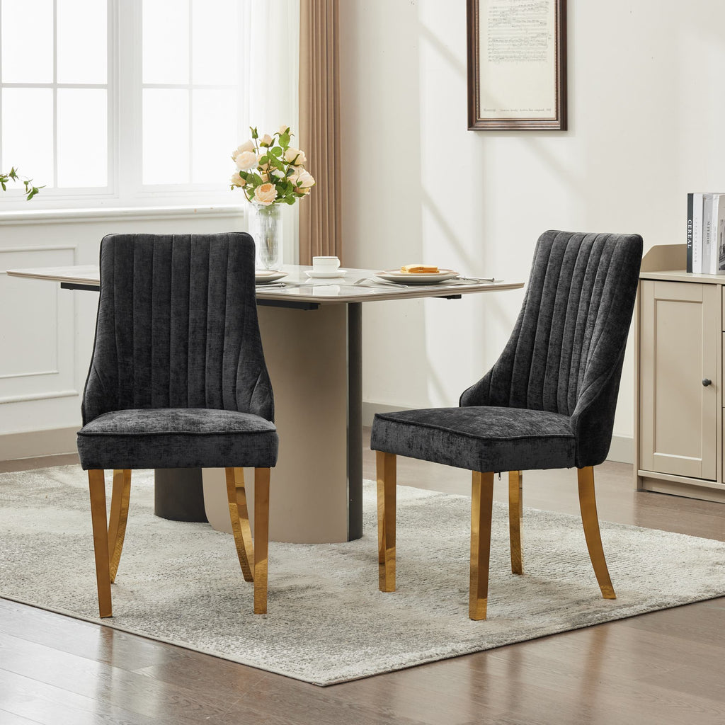 Rayon Cloth Flocking Chenille Dining Chairs (Set of 2 )