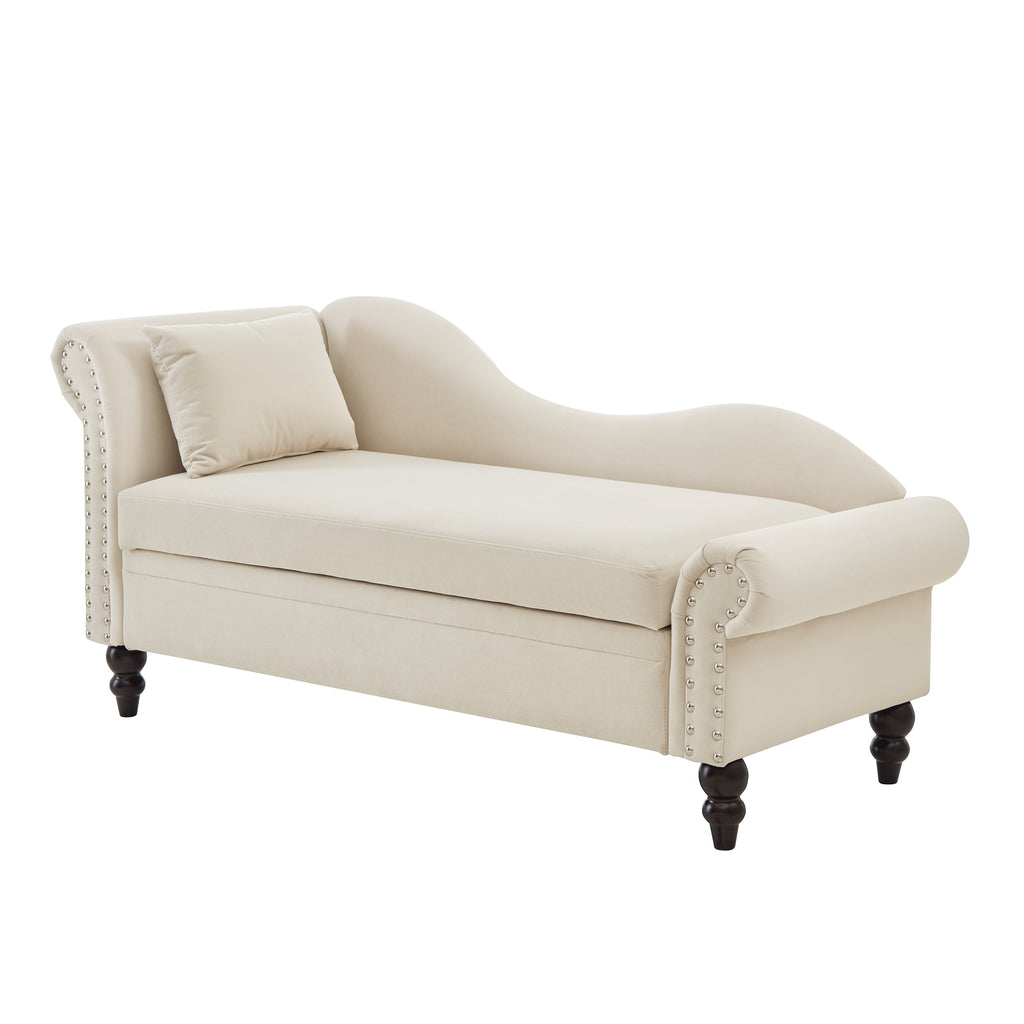64.5'' Modern Velvet Chaise Lounge with Storage for Living Room/Bedroom