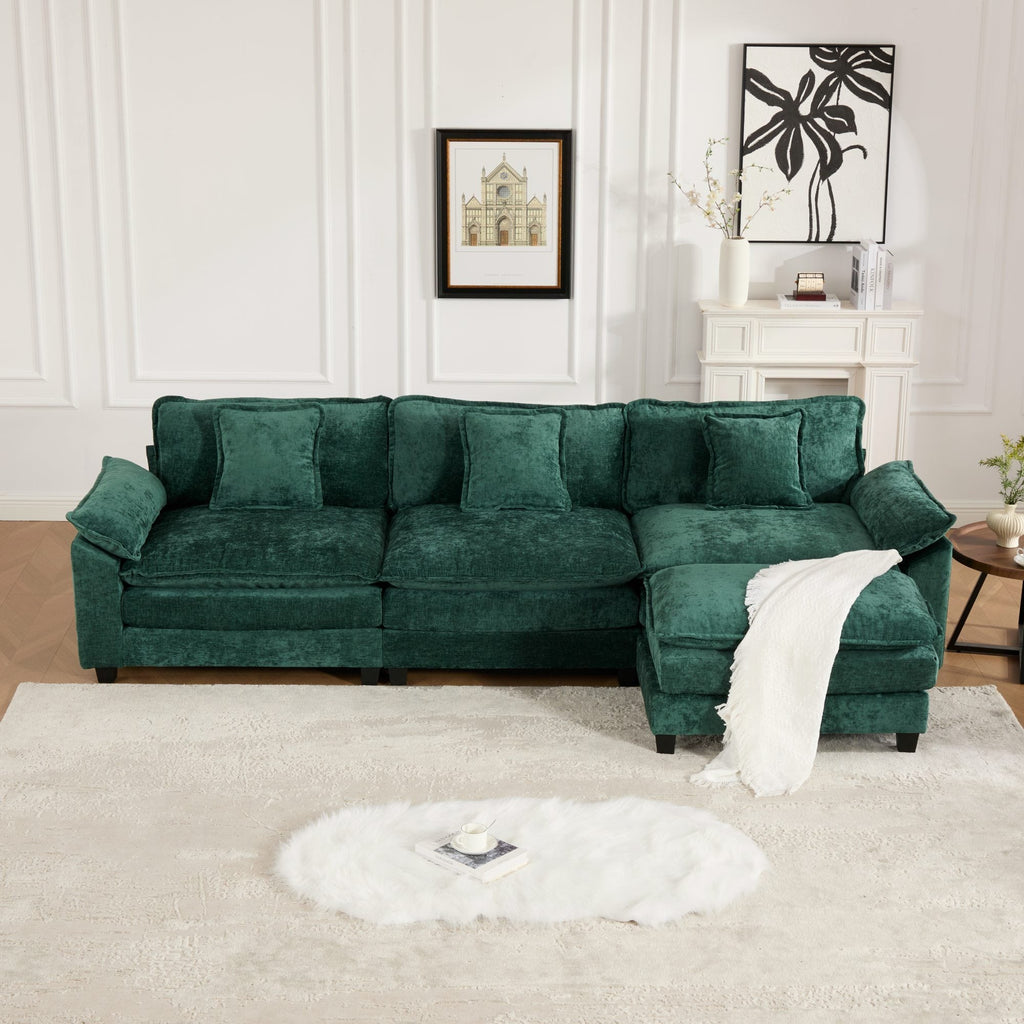Modern Comfy Upholstered Seat Cushion Sectional Couch (Ottoman is Not Included)