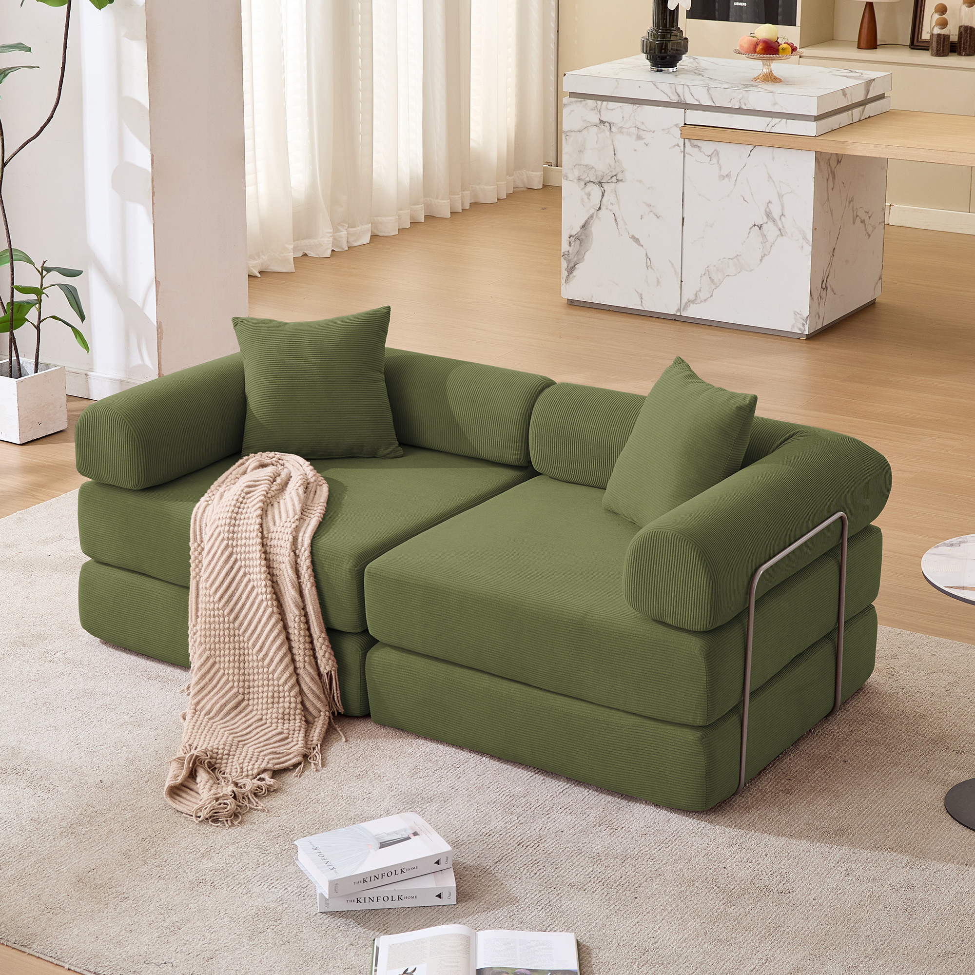 2 Seat Convertible Couch Folding Mattress Couch Sofa Bed