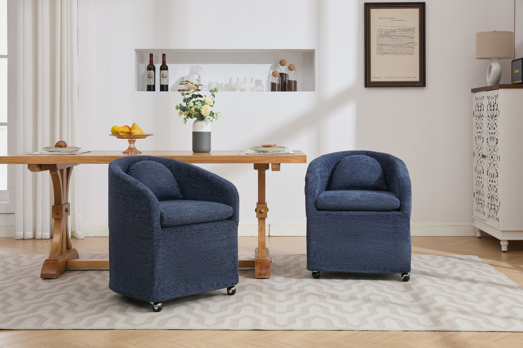 Modern Chenille Fabric Dining Armchair with Back Cushion