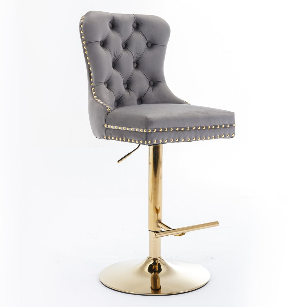 Modern Upholstered Velvet Bar Stools (Set of 2)