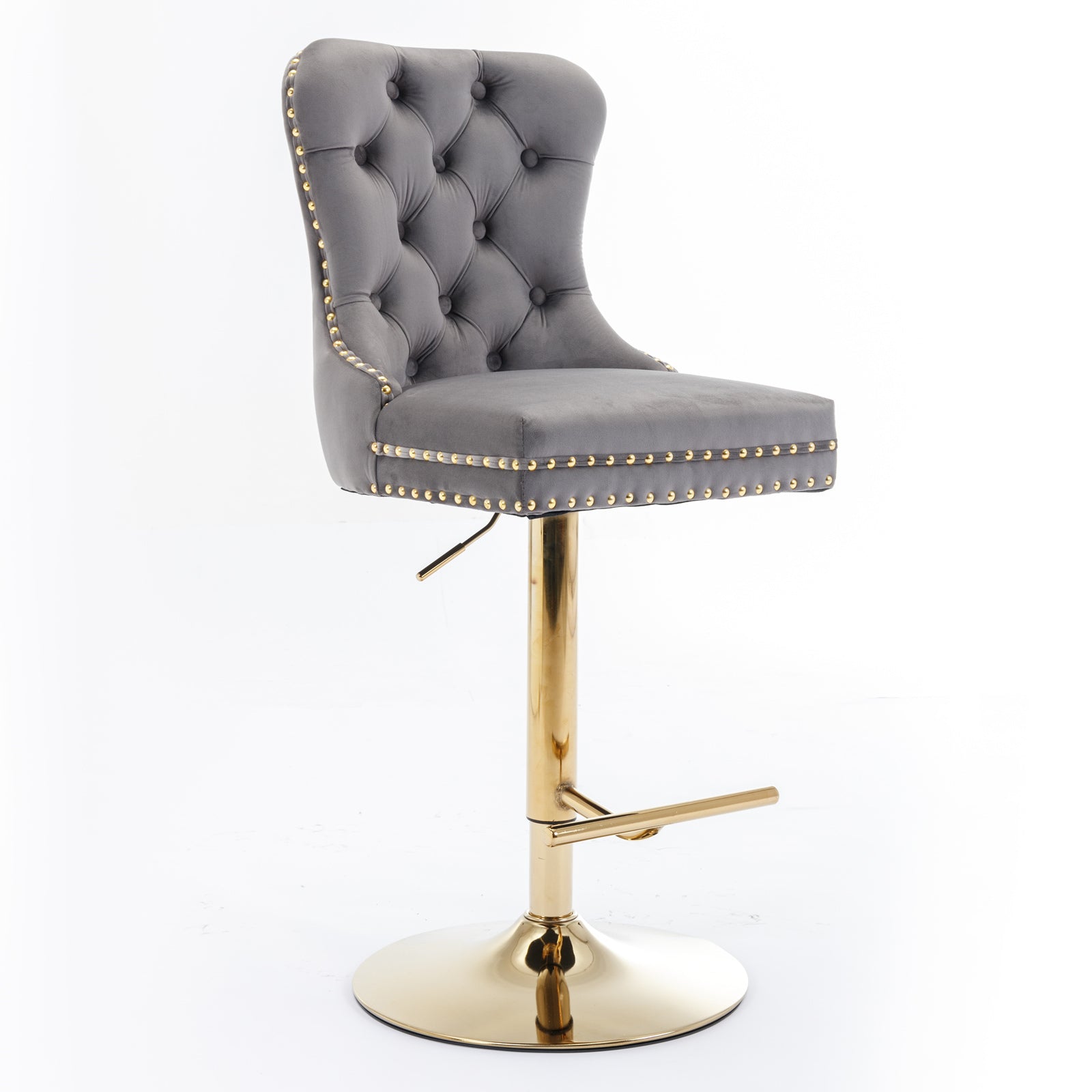 Modern Upholstered Velvet Bar Stools (Set of 2)