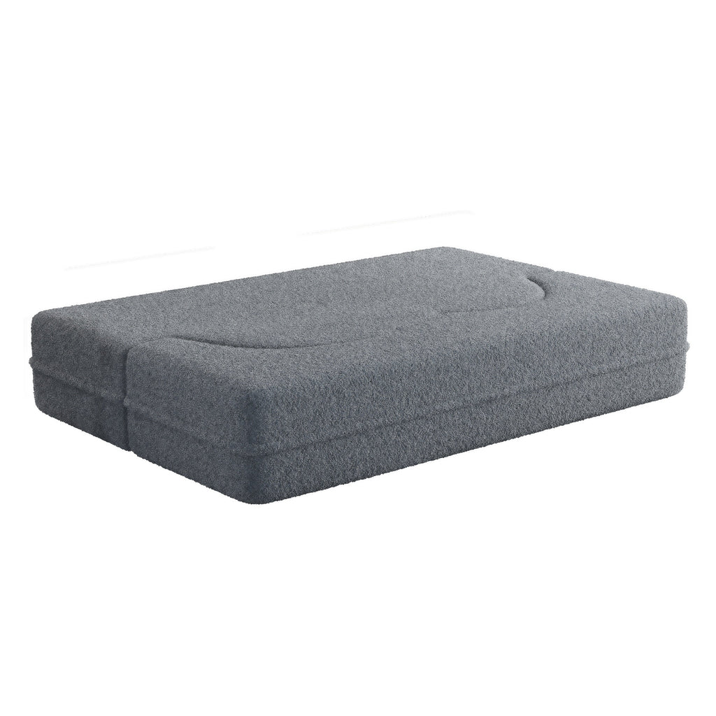 Modern Convertible Teddy Fabric Sofa with 2 Pillows