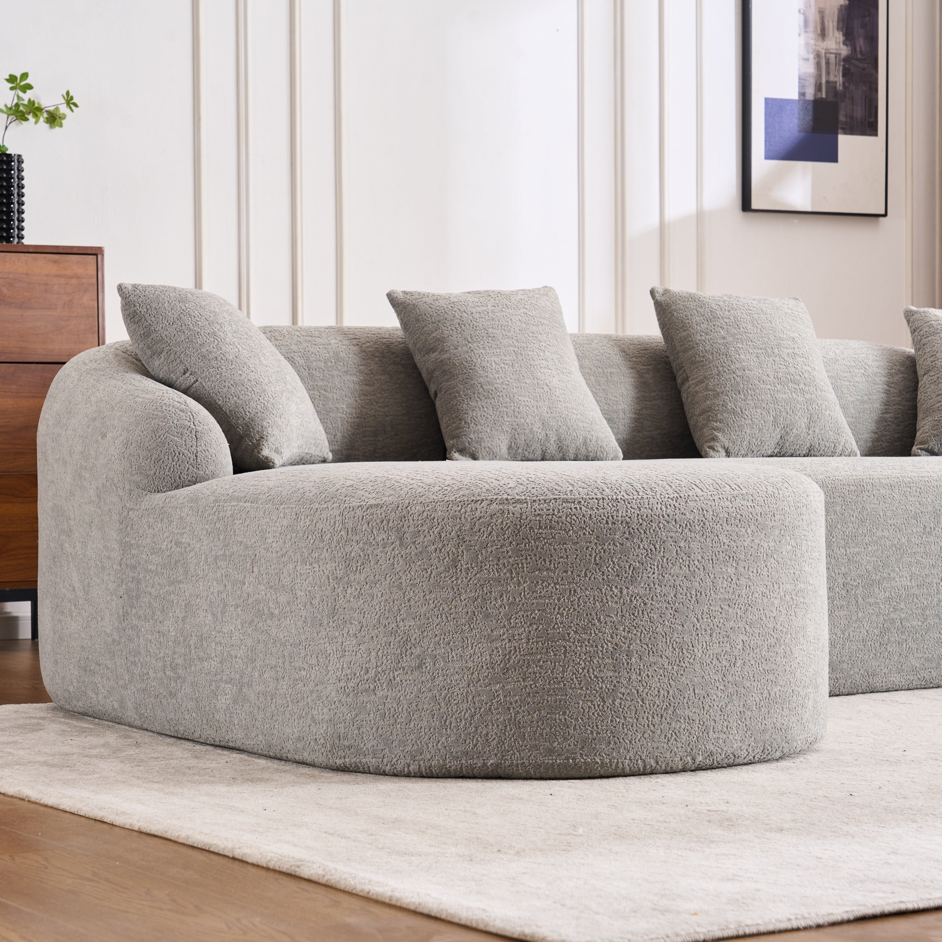 Boneless L-Shape Sectional Sofa with Curved Chaise