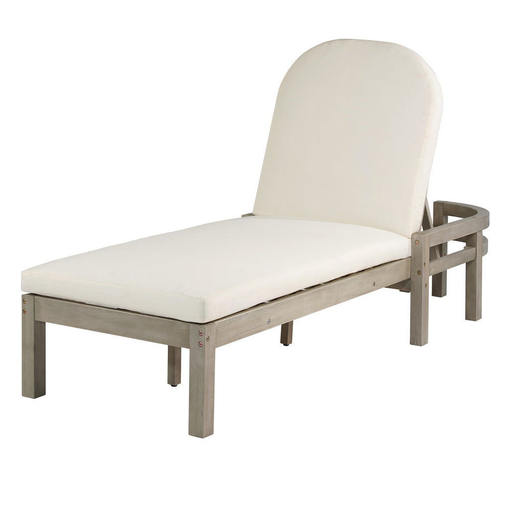 Acacia Wood Chaise Lounge Chairs 5-Position Adjustable Backrest for Patio Poolside