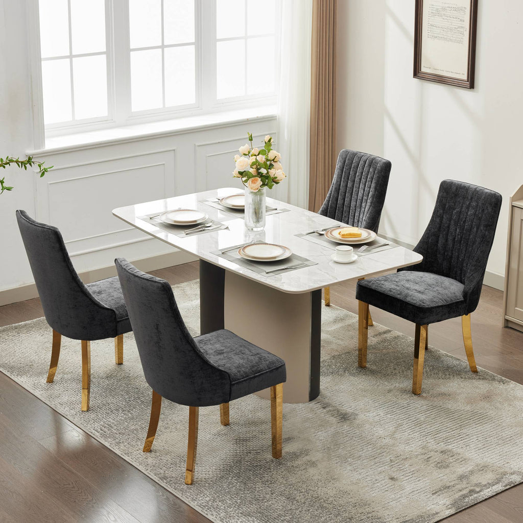 Rayon Cloth Flocking Chenille Dining Chairs (Set of 2 )