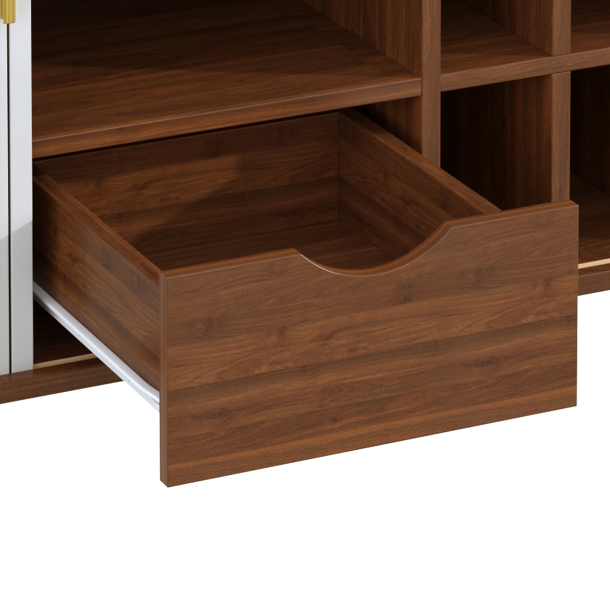 39" Fluted Liquor and Coffee Bar Cabinet with Wine Racks Glass Holders Storage