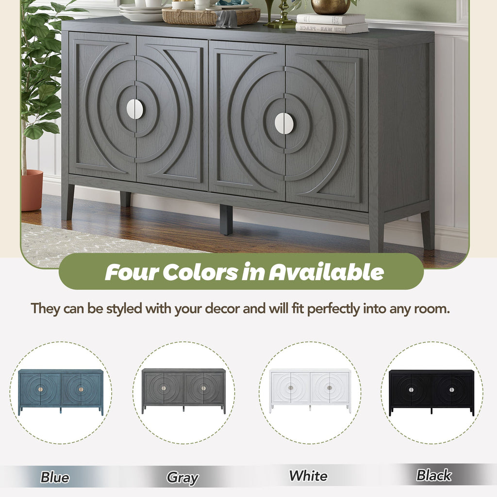 60" Circular Groove Design Sideboard Door for Living Room