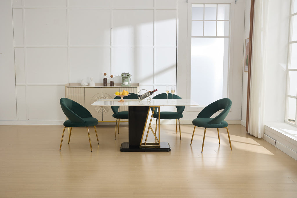 Velvet/Teddy Fabric Dining Chairs with Curved Backrest