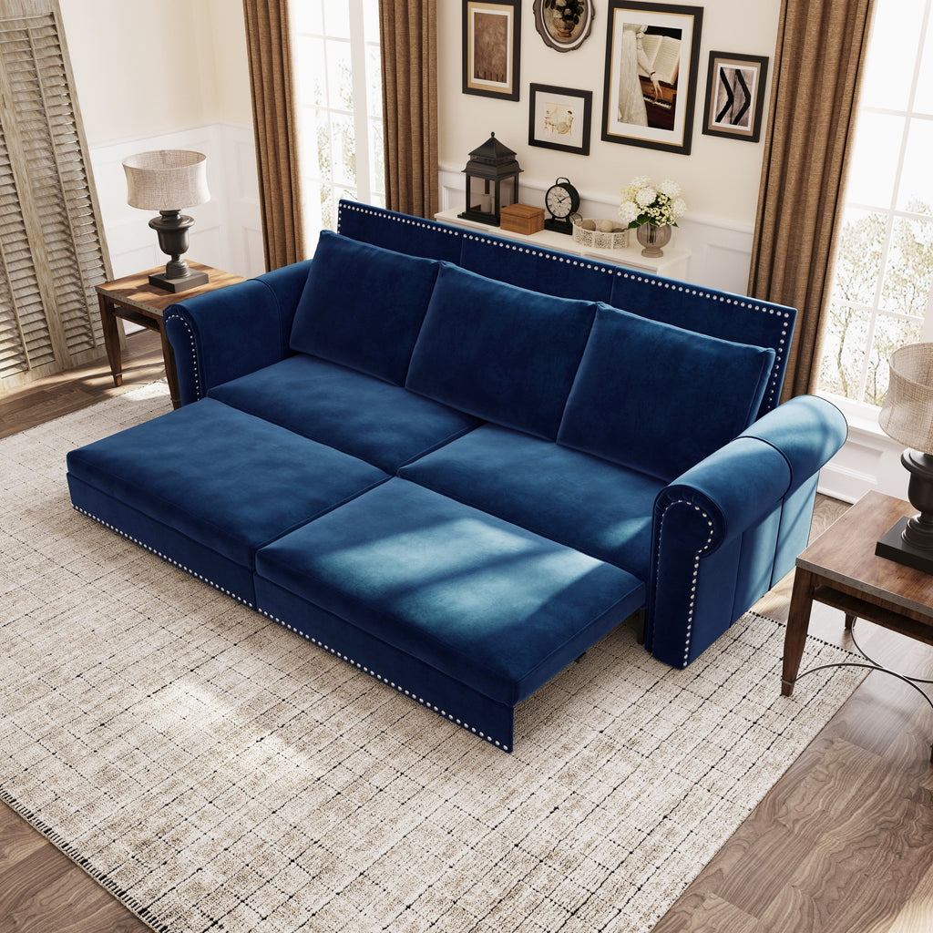 93.7' King Velvet Convertible Sleeper Sofa