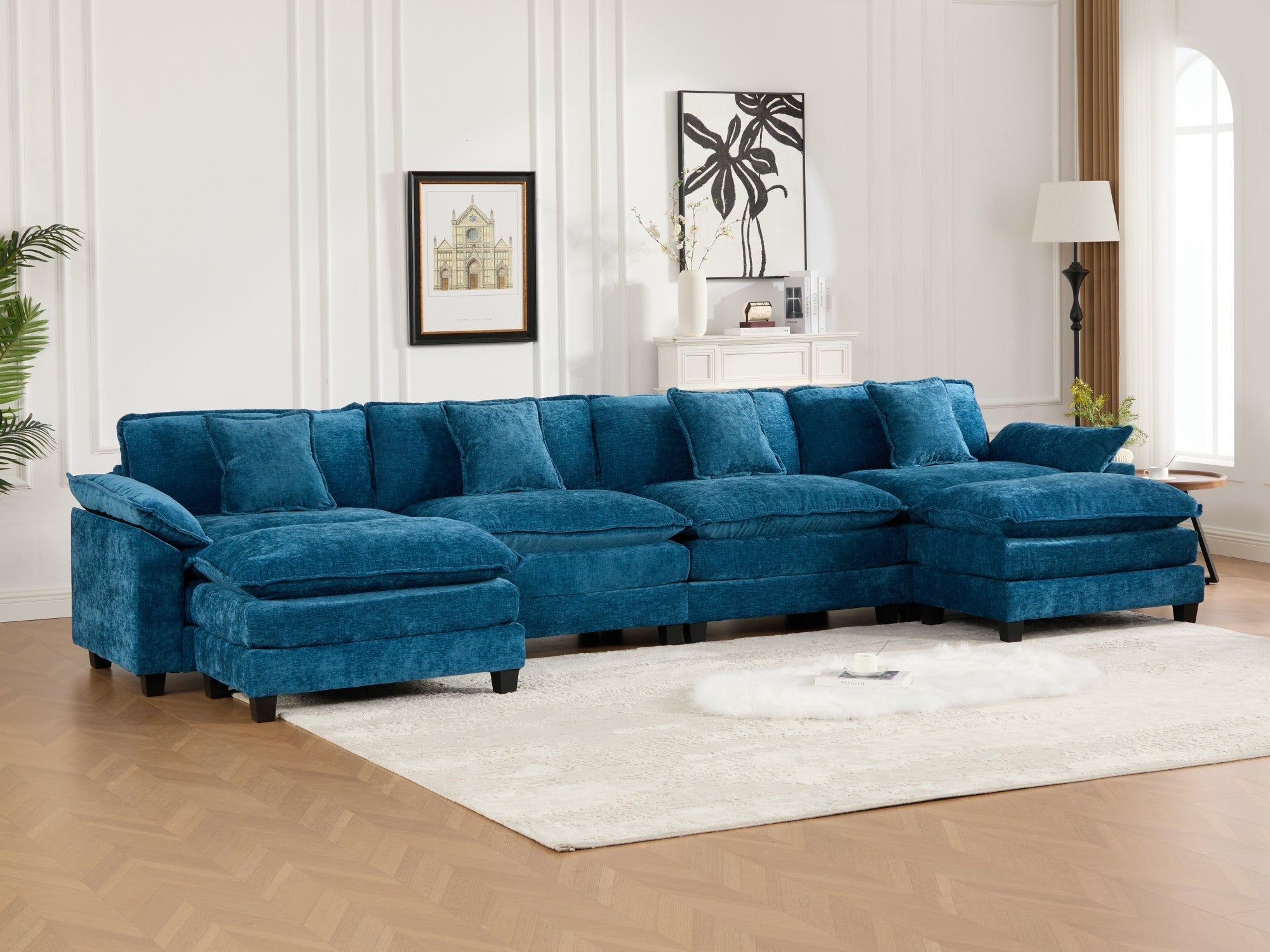 Modern Comfy Upholstered Seat Cushion Sectional Couch (Ottoman is Not Included)