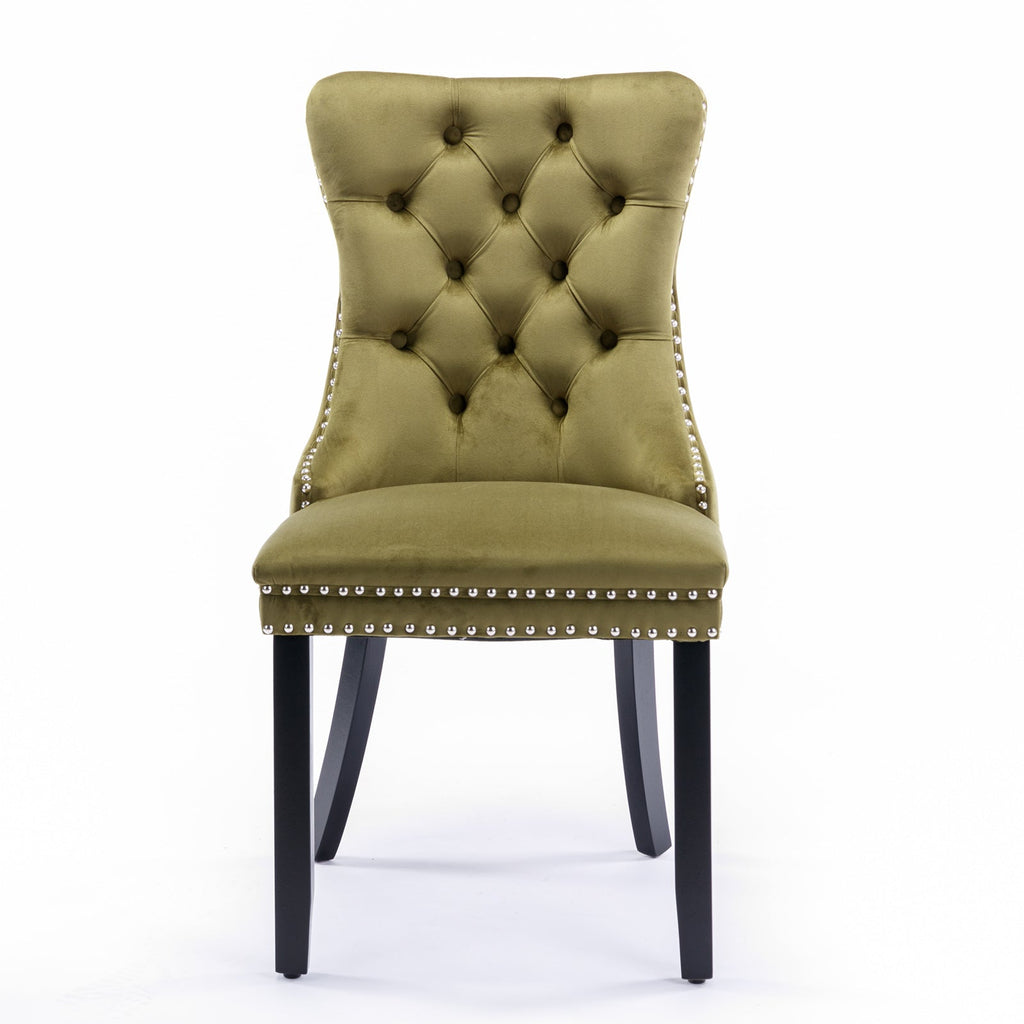 Modern High-end Tufted Solid Wood Velvet Dining Chair(Set of 2)