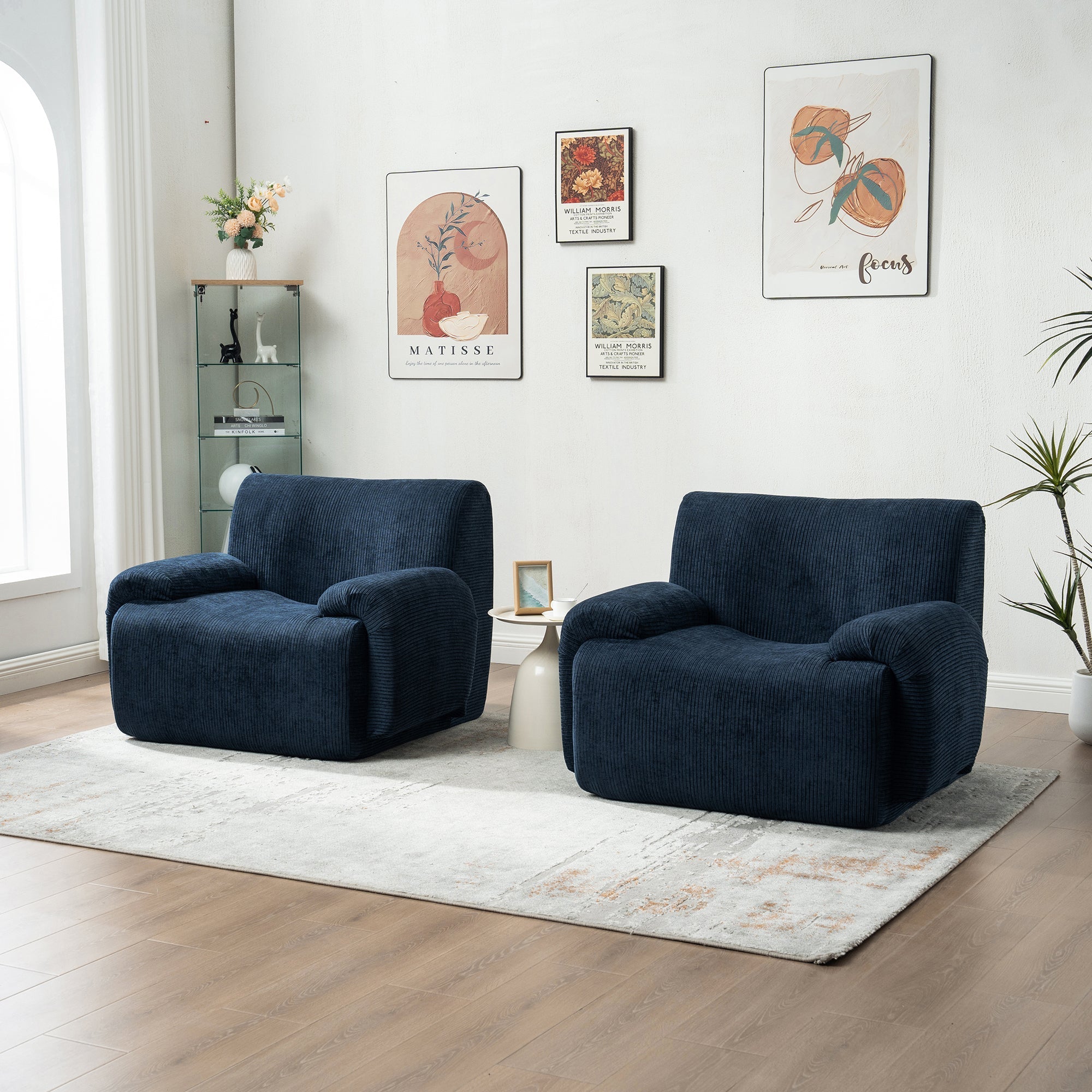 Modern Chenille Vertical Stripe Accent Chair