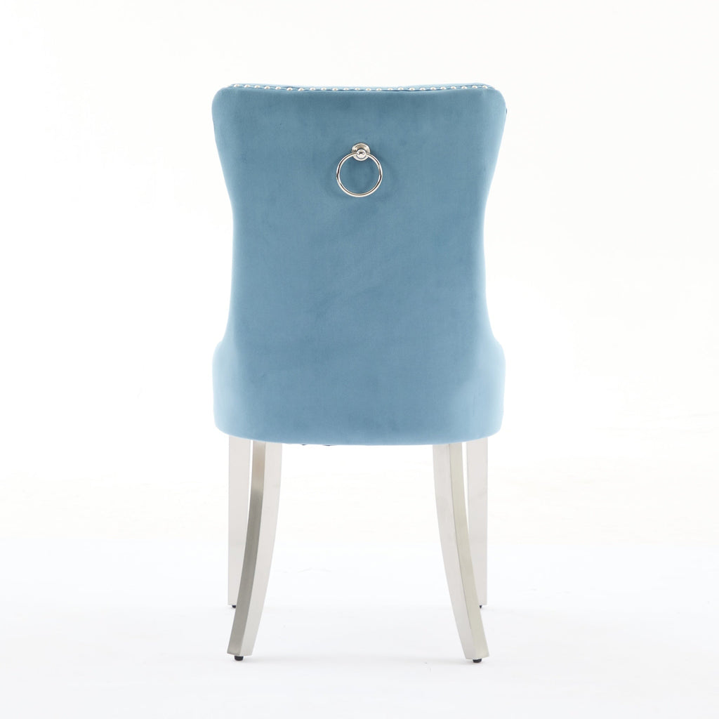 Modern High-end Tufted Solid Wood Velvet Dining Chairs (Set of 2)