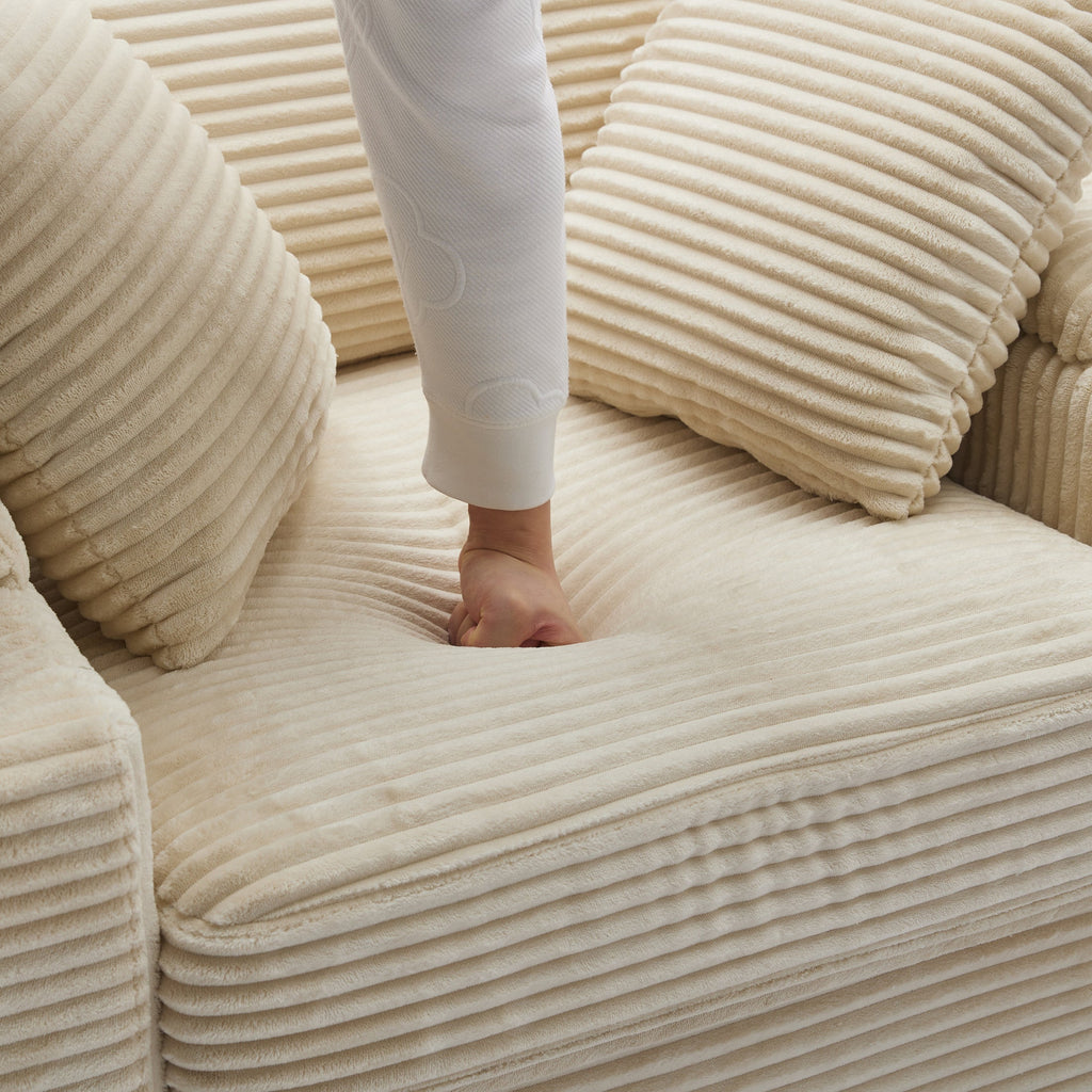 Corduroy Upholstered Chaise Lounge Sofa with Handrail Storage