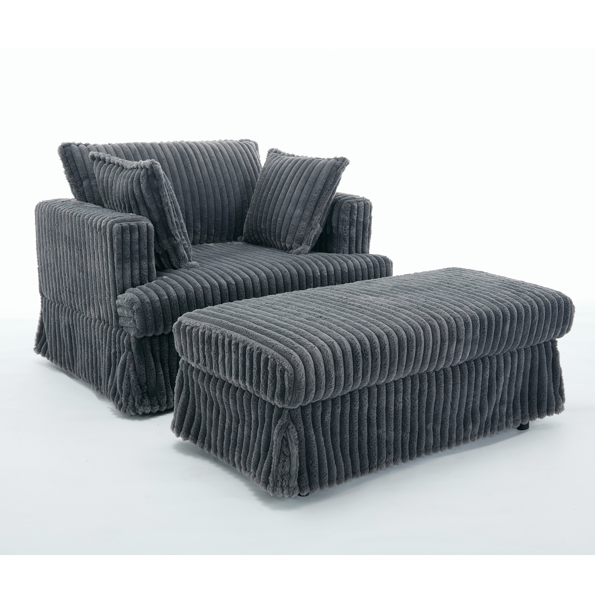 47.7'' Oversized Corduroy Chaise Longue with Ottoman