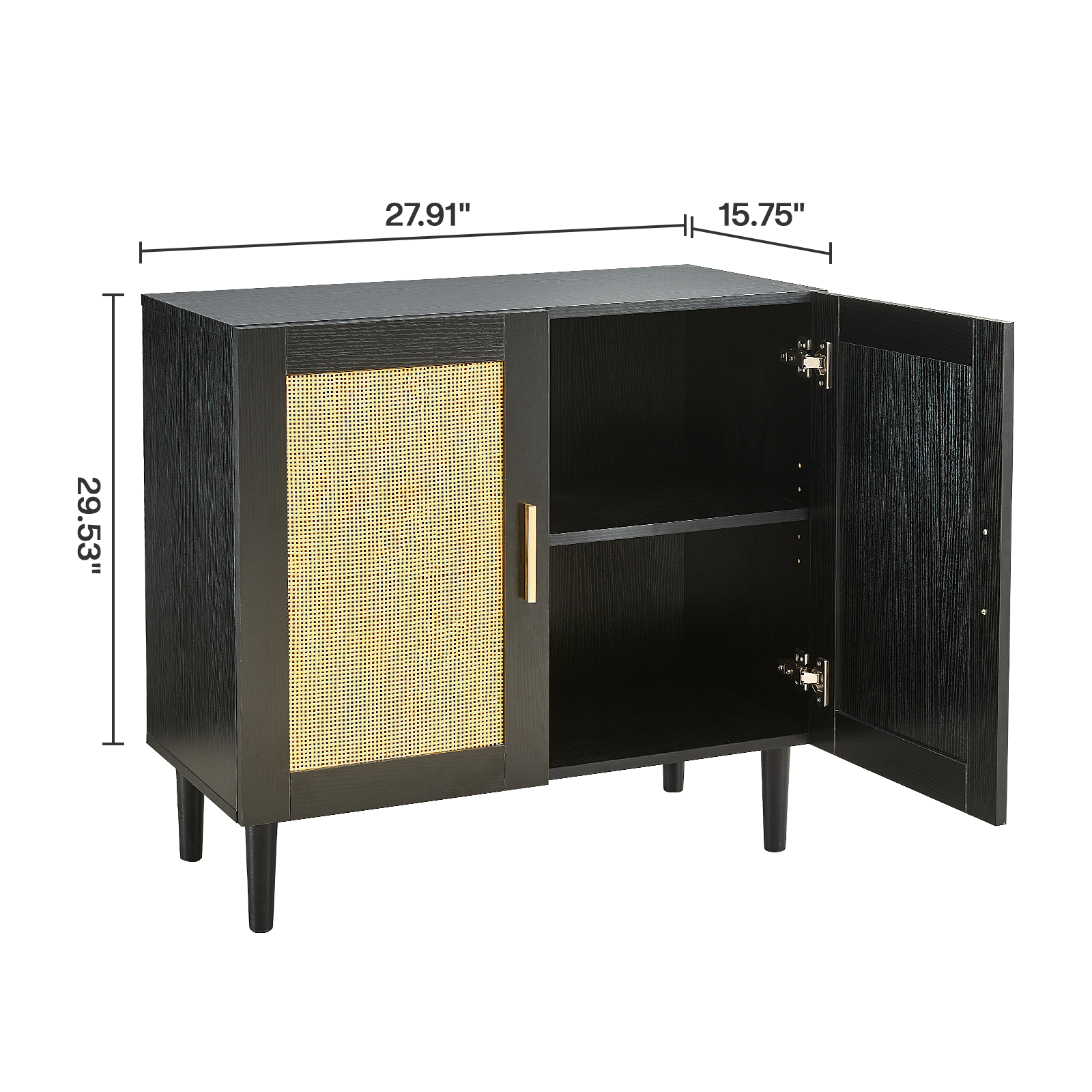 Side Panel Buffet Cabinet with Natural Rattan Door