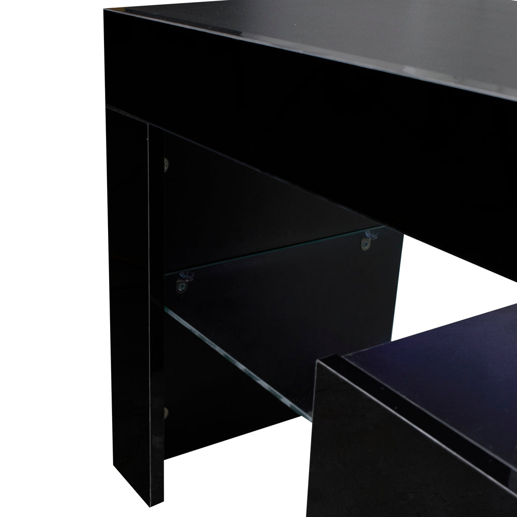 51" Black TV Stand with LED RGB Lights
