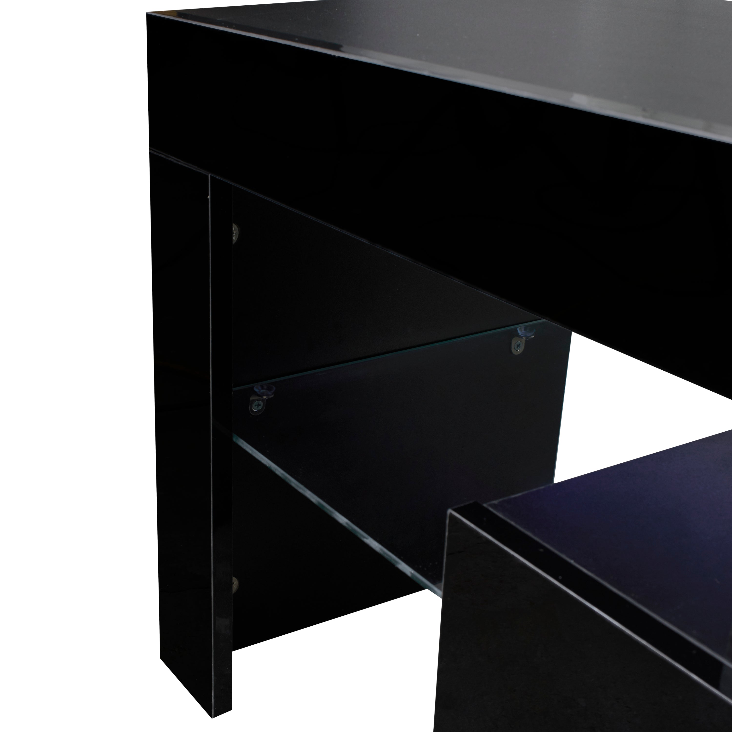 51" Black TV Stand with LED RGB Lights