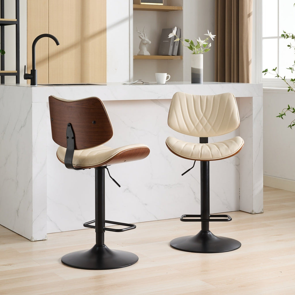 Mid Century Walnut Bentwood Bar Stools