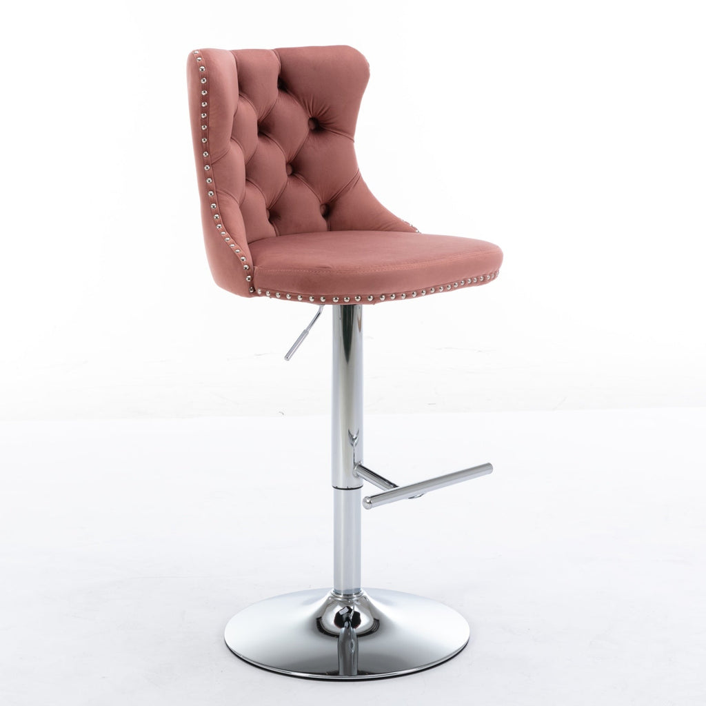 25-33 Inch Modern Velvet Swivel Barstools (Set of 2)