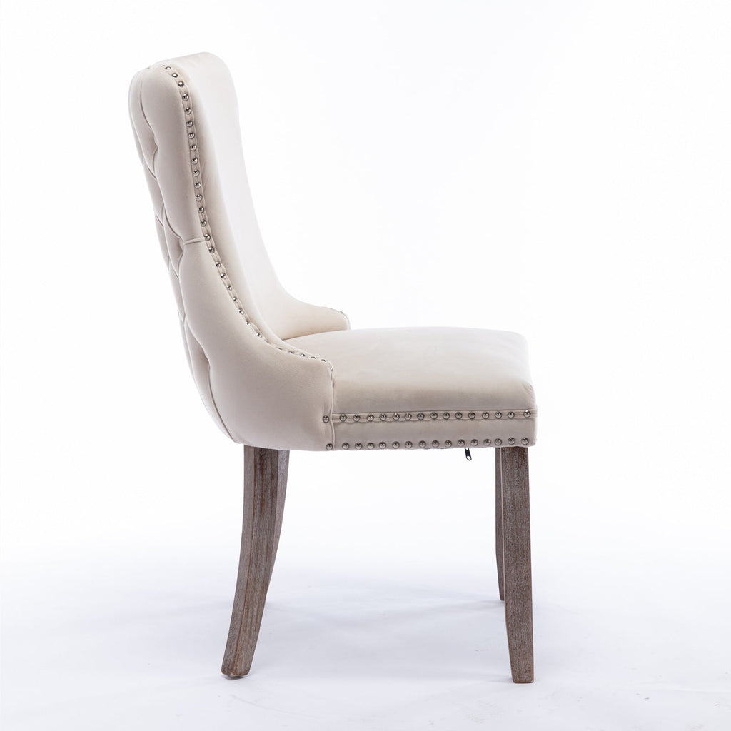 Modern Velvet Upholstered Wing-Back Dining Chairs (Set of 2)