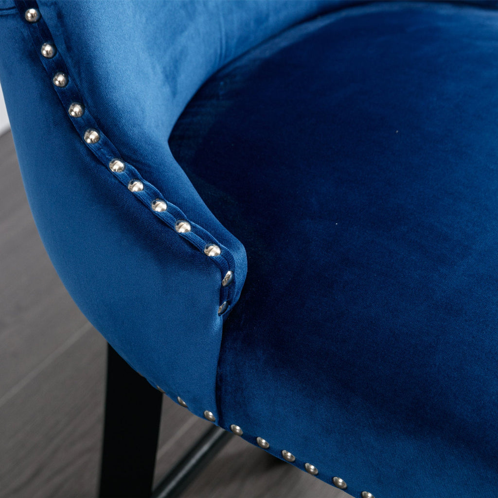 Leisure Style Velvet Upholstered Wing-Back Barstools (Set of 2)