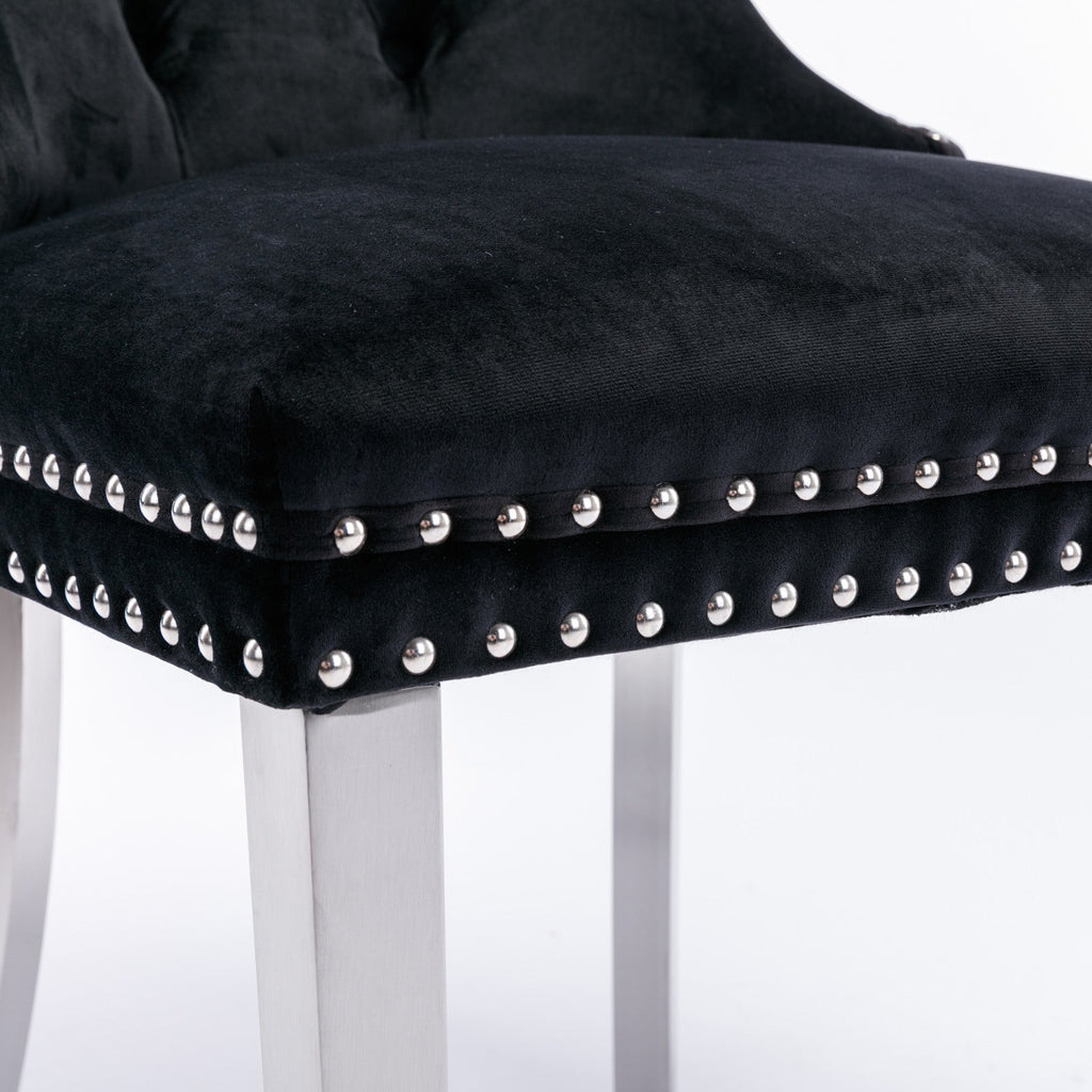 Modern High-end Tufted Solid Wood Velvet Dining Chairs (Set of 2)