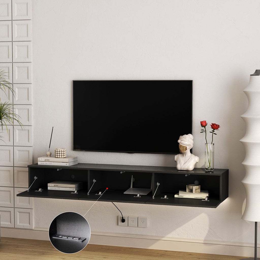 Floating TV Stand Wall Mounted with 16 Color LED