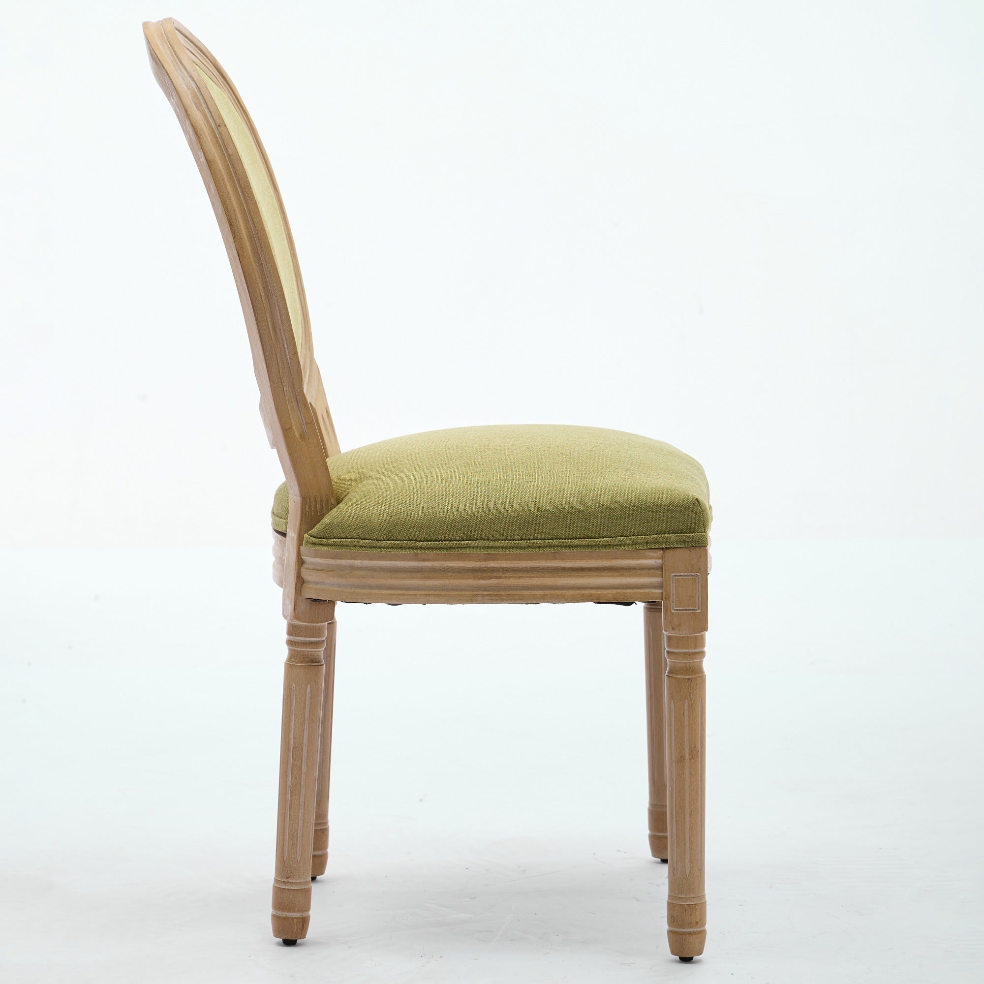 French Style Solid Wood Frame Linen Fabric Back Dining Chair (Set of 2)