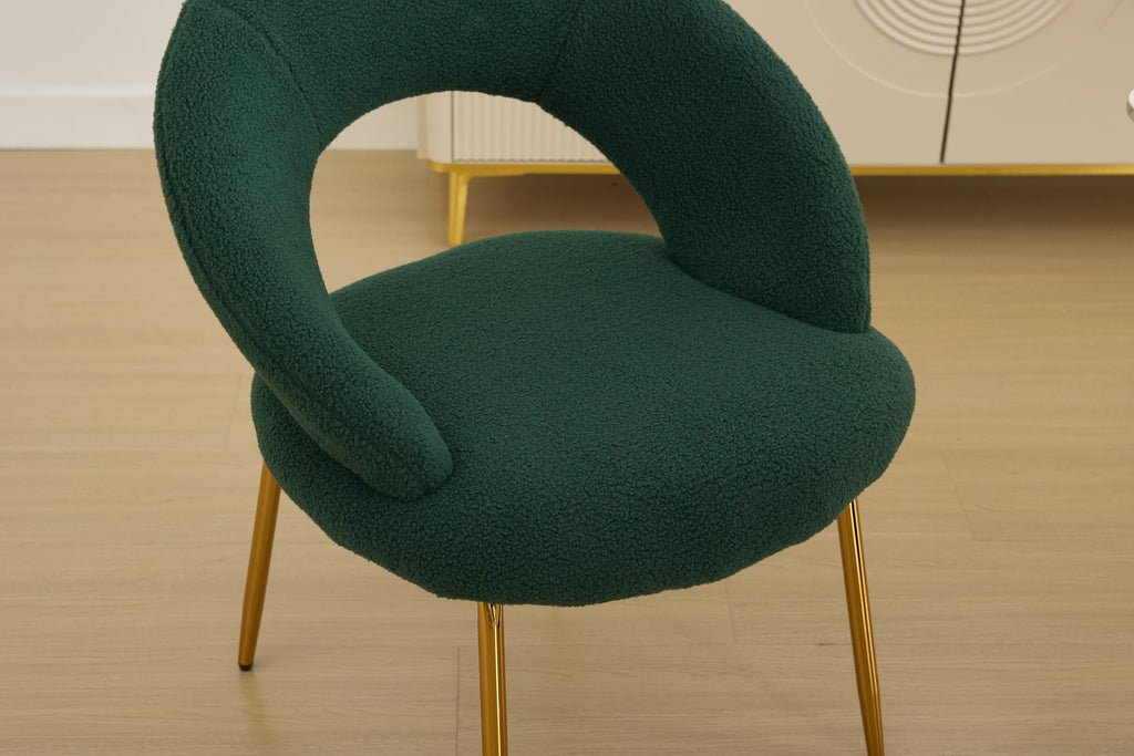 Velvet/Teddy Fabric Dining Chairs with Curved Backrest